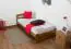 Lit simple / lit d'appoint en bois de pin massif, couleur chêne A7, sommier à lattes inclus - Dimensions : 90 x 200 cm