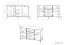Commode Pandrup 12, Couleur : Chêne - Dimensions : 83 x 138 x 40 cm (h x l x p), avec 2 portes, 3 tiroirs et 4 compartiments