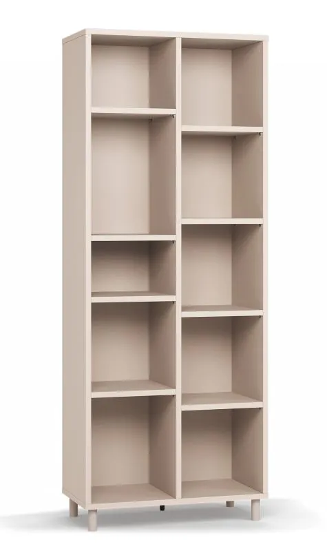 Bibliothèque / Couleur : Beige / Étagère très stable même sous charge / Dimensions : 75,5 x 38 x 194 cm / 10 compartiments / Pieds : Métal / Pour salon ou bureau