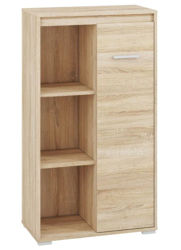 Commode Mochis 08 | Sonoma chêne clair | 3 inserts colorés | 123 x 69 x 34 cm | 1 porte, 6 niches