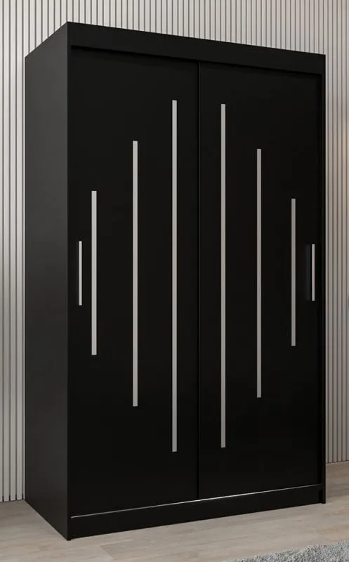 Armoire à portes coulissantes / Penderie Pilatus 02, Couleur : Noir - Dimensions : 200 x 120 x 62 cm ( h x l x p)