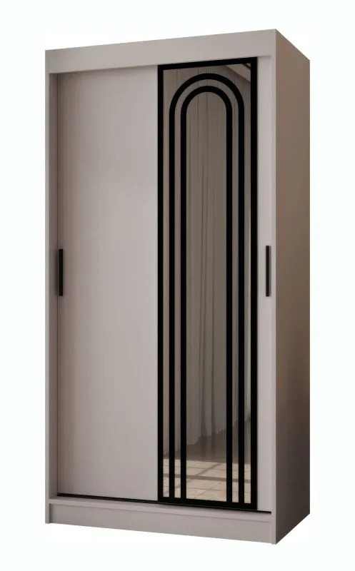 Armoire à portes coulissantes / Cachemire / 5 compartiments / 2 tringles à vêtements / Finitions haut de gamme / 100 x 62 x 200 cm / Armoire / Porte miroir / Design moderne