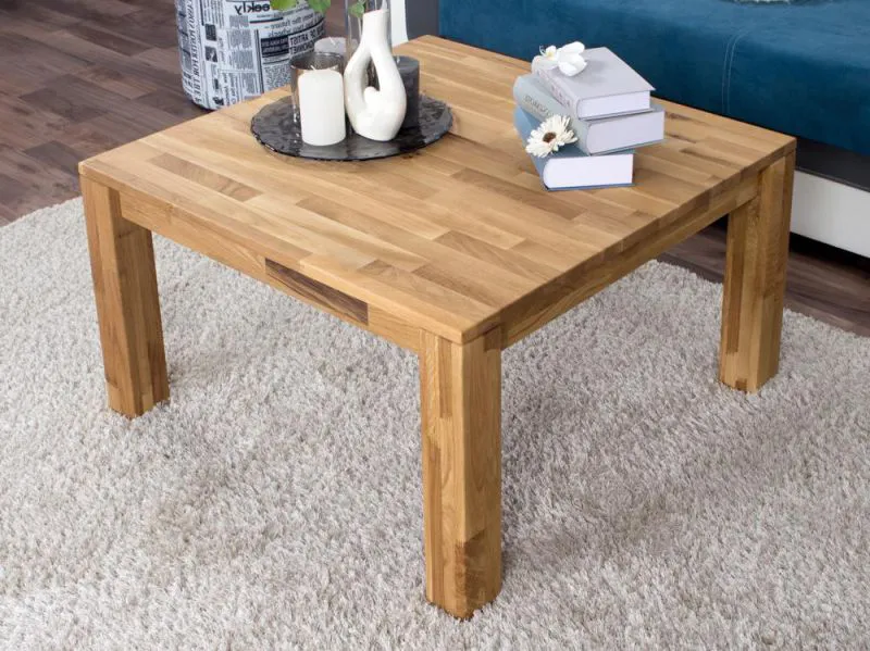 Table d'appoint Table basse Chêne Bois massif Couleur: Naturel 45x80x80 cm Abbildung