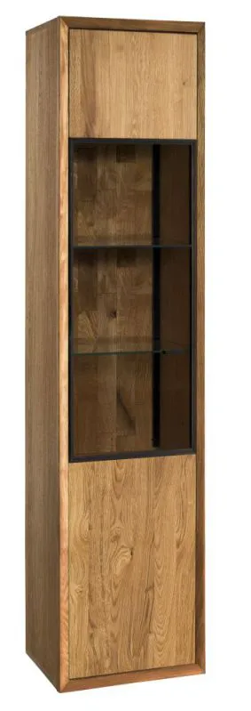 Vitrine Olinda 01, Charnière de porte : gauche, Couleur : naturel, Chêne partiellement massif - 201 x 55 x 39 (H x L x P)
