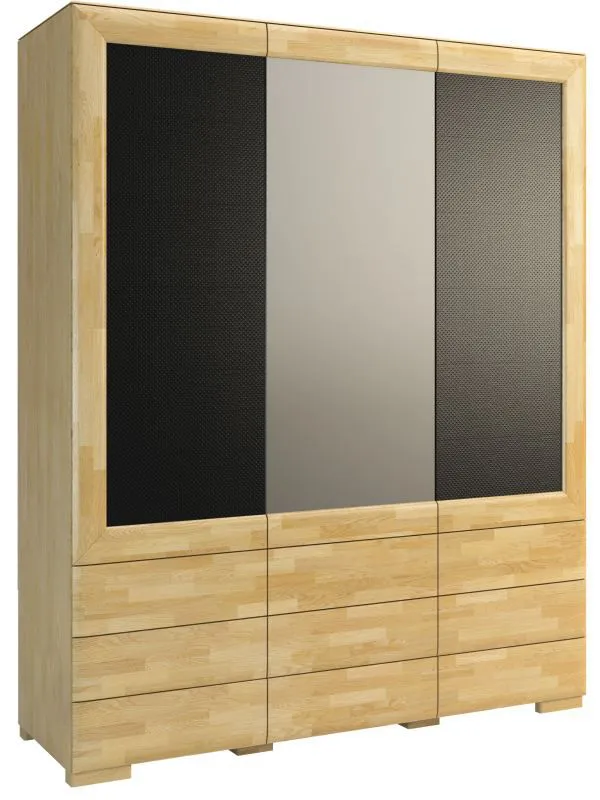 Armoire à portes battantes / Armoire "Lipik" 41, couleur : chêne / noir, partiellement massif - Dimensions : 224 x 182 x 61 cm (H x L x P)