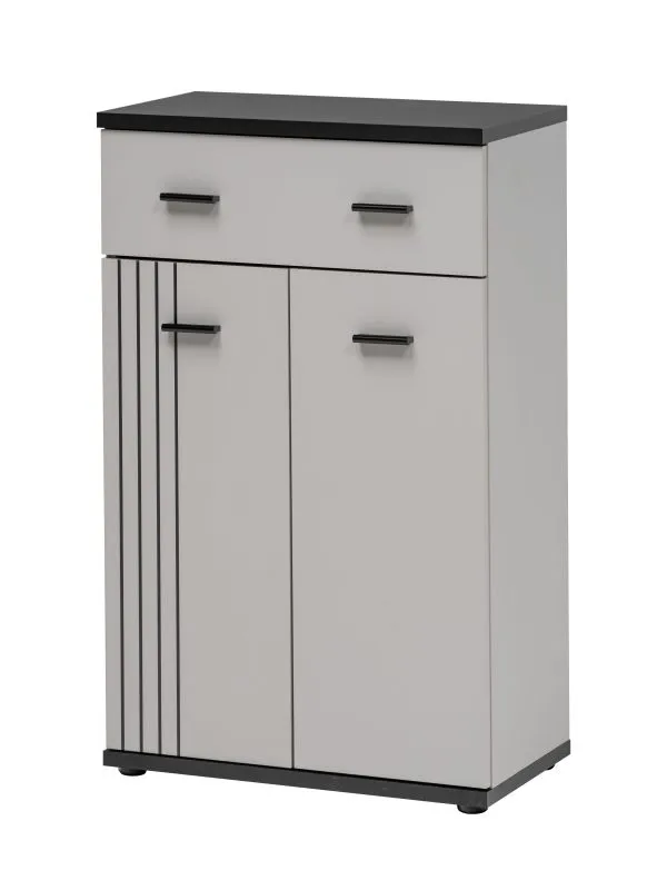 Commode vestiaire / 1 tiroir / 2 portes battantes / Couleur : Cachemire / Noir / 3 compartiments / Dimensions : 60 x 32 x 96,5 cm / Fonctionnalité & Confort