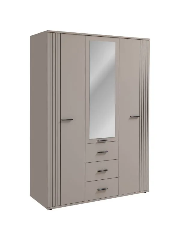 Armoire / Cachemire / 1 porte miroir / 135 x 55 x 191 cm / 3 tiroirs / 2 tringles / 8 compartiments / Design sobre / 2 portes / Pour chambre à coucher