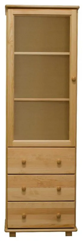 Armoire de salon, Vitrine, 60 cm de large, Pin bois massif, Couleur: Naturel Abbildung
