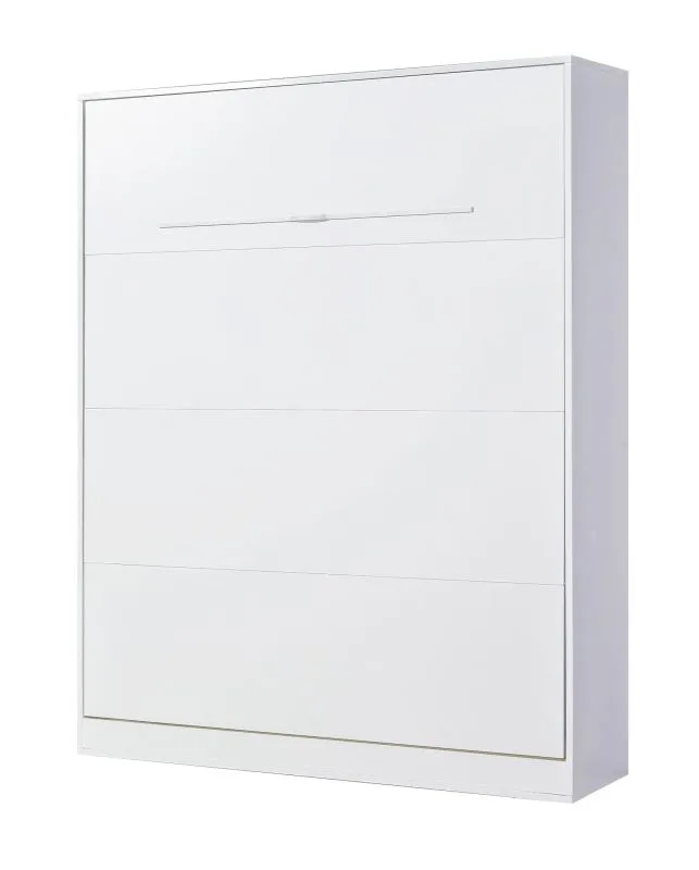 Lit escamotable vertical | sommier à lattes inclus | surface de couchage 160 x 200 cm | lit pliant | lit mural | lit double | couleur : blanc | 3 étagères | Nalut 10