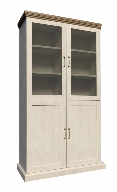 Vitrine Badile 08, Couleur : Pin blanc / Brun - 187 x 87 x 39 cm (h x l x p)