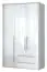 Armoire à portes battantes / armoire avec cadre Siumu 27, Couleur : Blanc / Blanc brillant - 226 x 142 x 60 cm (H x L x P)