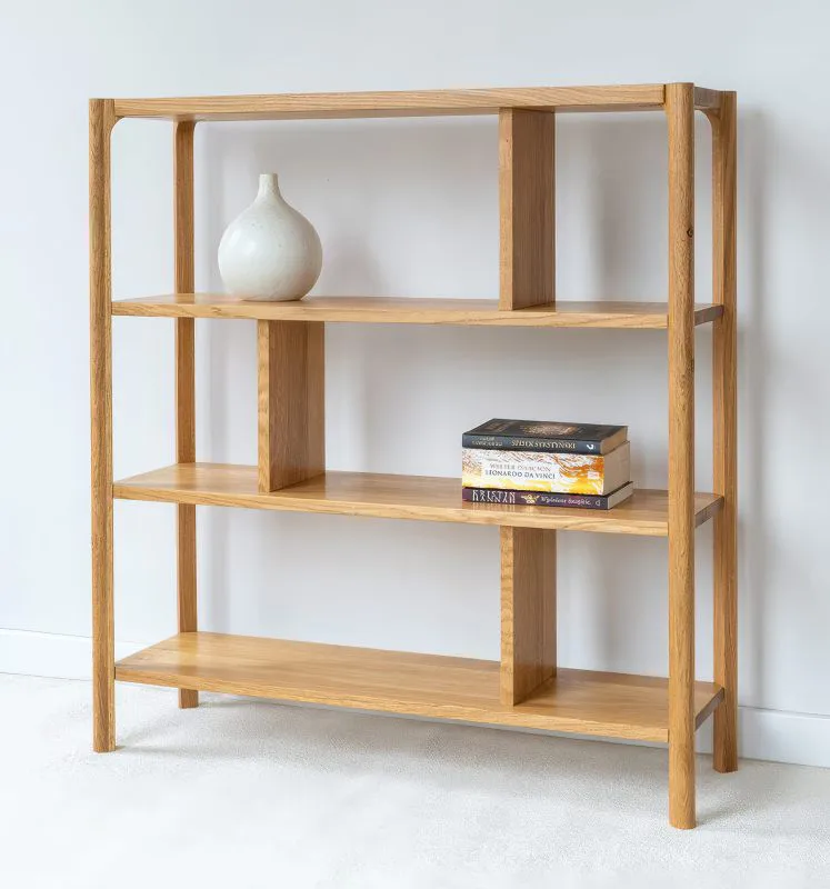 Étagère / Bois massif / 6 compartiments / Chêne huilé / Couleur : Chêne / 93 x 28 x 100 cm / Seille 07