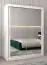 Armoire à portes coulissantes / Penderie Bisaurin 3D avec miroir, Couleur : Blanc mat - Dimensions : 200 x 150 x 62 cm ( H x L x P)