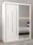 Armoire à portes coulissantes / Penderie avec miroir Tomlis 03B, Couleur : Blanc mat - Dimensions : 200 x 150 x 62 cm (h x l x p)