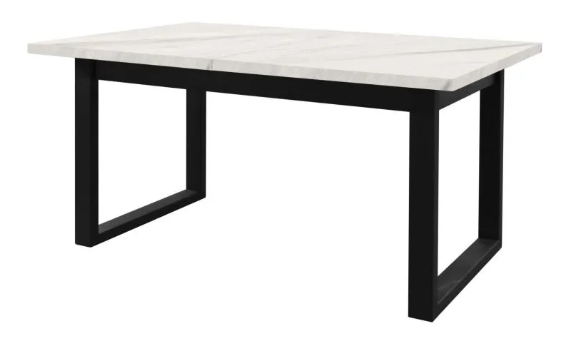 Table de salle à manger à ralonge Ourense 05, couleur : Marbre blanc / Noir - dimensions : 160-240 x 90 cm (l x p)