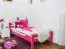 Lit simple "Easy Premium Line" K1/2n, en hêtre massif verni rose - couchette : 90 x 200 cm