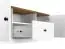Meuble TV Oulainen 09, Couleur : Blanc / Chêne - Dimensions : 55 x 150 x 40 cm (h x l x p), avec 2 portes, 1 tiroir et 3 compartiments