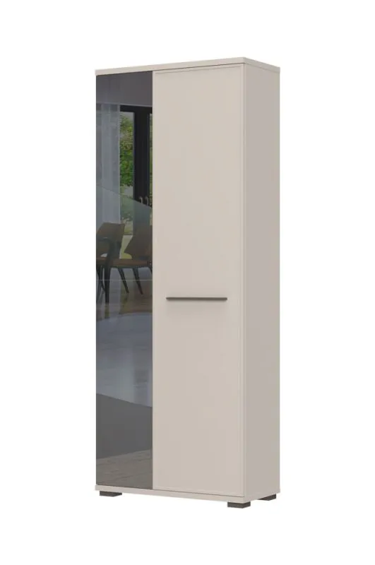 Penderie Neiafu 104, couleur : cachemire, une porte miroir, une tringle à vêtements extensible, dimensions : 194 x 76 x 36 cm, pieds réglables
