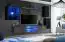 Mur de salon Salon Volleberg 42, Couleur : Noir / Gris - dimensions : 140 x 250 x 40 cm (h x l x p), avec éclairage LED bleu