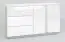 Commode Antioch 06, couleur : blanc brillant / gris clair - Dimensions : 95 x 165 x 40 cm (h x l x p), avec 2 portes, 3 tiroirs et 4 compartiments