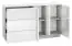 Commode Antioch 06, couleur : blanc brillant / gris clair - Dimensions : 95 x 165 x 40 cm (h x l x p), avec 2 portes, 3 tiroirs et 4 compartiments