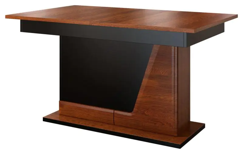 Table de la salle à manger 140x90 cm HDF massif partiel, Extensible jusqu'à 230, Couleur: Noix / Noir Abbildung