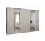 Armoire à portes battantes Korab 110 | 3 m de large | 4 penderies | Finition cachemire | Poignées dorées | Soft-close | Deux portes miroir
