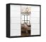 Armoire à portes coulissantes avec miroir Gorski 58 | 218 x 233 x 61 cm | Blanc/Noir | 2 portes | 12 compartiments | Grand rangement