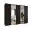 Armoire penderie Korab 94 noir | 2 portes miroir | 3 tringles | 2,5 m de largeur | Fermeture Soft-Close