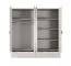 Armoire 2 portes miroir Sloughia 16, protection des chants ABS, Couleur : Beige, dimensions : 208 x 213 x 55 cm, 2 tiroirs, 1 tringle à habits, design moderne à lamelles