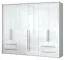 Armoire à portes battantes / armoire avec cadre LED Siumu 34, Couleur : Blanc / Blanc brillant - 226 x 277 x 60 cm (H x L x P)
