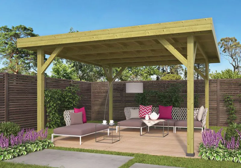 Pavillon Moderno Grand en pin imprégné sous pression - Dimensions : 445 x 445 cm (L x l)
