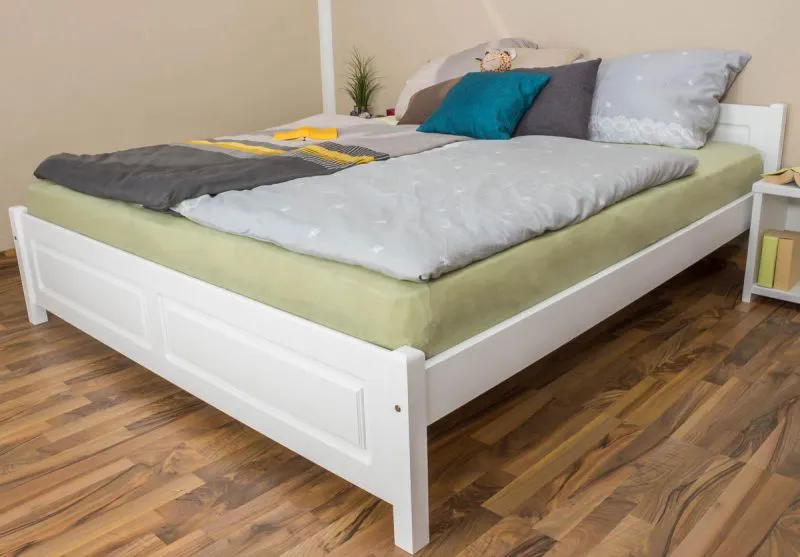Bois massif Lit Pin 180 x 200 cm Blanc avec sommier à lattes Abbildung