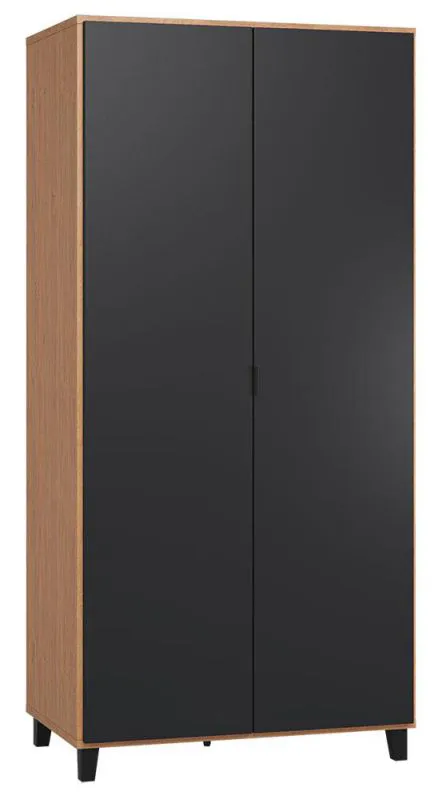 Chambre à coucher - Armoire avec LED, Couleur: Chêne / Noir - Dimensions: 195 x 93 x 57 cm (H x L x P) Abbildung