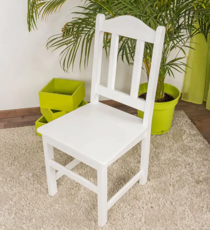 Chaise en pin massif, laquée blanc Junco 247 - Dimensions 95 x 44 x 46 cm