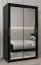 Armoire à portes coulissantes / Penderie Bisaurin 2D avec miroir, Couleur : Noir - Dimensions : 200 x 120 x 62 cm ( H x L x P)