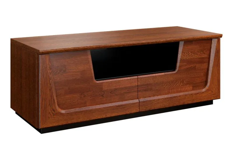 Meuble bas de télévision "Lopar" 14, couleur : noyer / noir, partiellement massif - Dimensions : 46 x 121 x 51 cm (H x L x P)