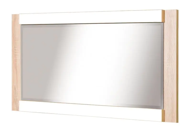 Miroir Arowana 21, Couleur : Chêne / Blanc brillant - Dimensions : 56 x 123 x 5 cm (H x L x P)