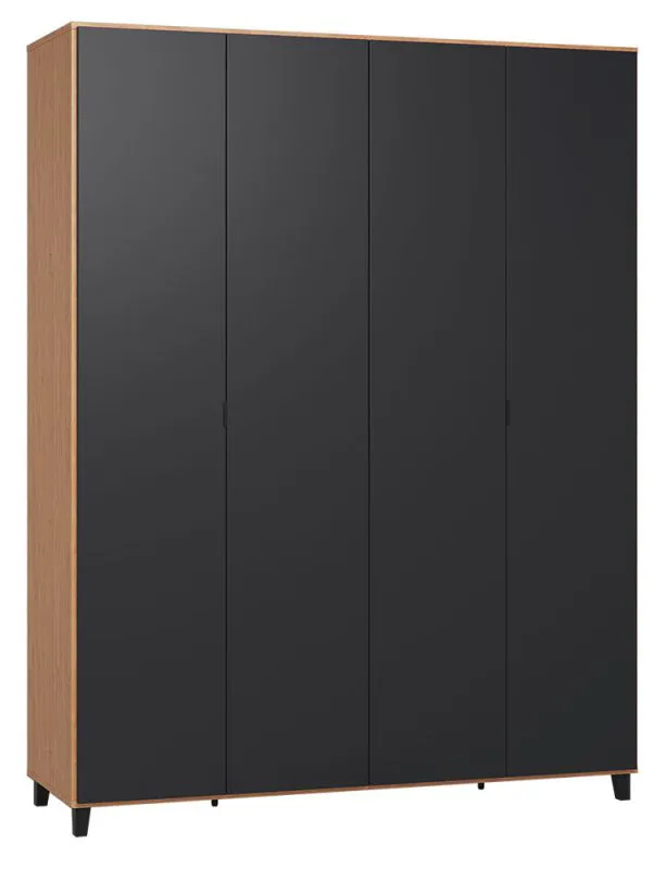 Armoire à portes battantes / armoire Leoncho 15, couleur : chêne / noir - Dimensions : 239 x 185 x 57 cm (H x L x P)