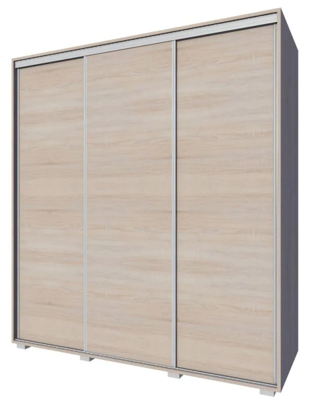 Armoire | 3 portes coulissantes | 4 tiroirs | 9 casiers | incl. tringle à vêtements | 200 cm de large | Couleur: Chêne Sonoma Abbildung