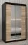 Armoire à portes coulissantes / Penderie Jan 02D avec miroir, Couleur : Noir / Chêne de Sonoma - Dimensions : 200 x 120 x 62 cm (H x L x P)