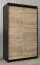 Armoire à portes coulissantes / Penderie Pilatus 02, Couleur : Noir / Chêne de Sonoma - Dimensions : 200 x 120 x 62 cm (H x L x P)