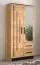 Armoire avec motif moderne Marmolada 26, Couleur : Chêne / Noir - Dimensions : 202 x 103 x 40 cm (h x l x p), avec miroir