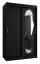 Armoire / Penderie à portes coulissantes Lagginhorn 07, Couleur : Noir, une porte miroir, largeur 1,2 mètres, cinq casiers, rails en aluminium, deux tringles à vêtements