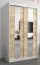 Armoire à portes coulissantes / Penderie Polos 02 avec miroir, Couleur : Blanc mat / Chêne de Sonoma - Dimensions : 200 x 120 x 62 cm (H x L x P)