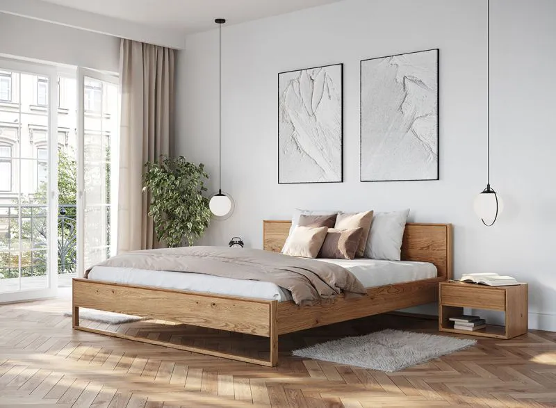 Chambre à coucher complète - Ensemble C Amru, 3 pièces, en chêne huilé, bois massif de chêne, naturel et minimaliste, intemporel, surface huilée