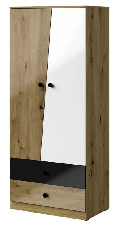 80 cm de large Armoire avec 2 portes, 4 casiers et 2 tiroirs | Couleur: Chêne | Profondeur: 50 cm Abbildung