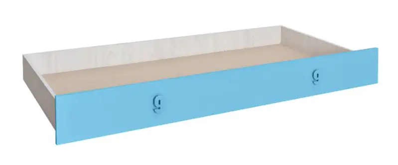 Tiroir de lit pour lit Luis, couleur : chêne blanc / bleu - 80 x 190 cm (l x L)