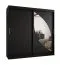 Armoire penderie à portes coulissantes Jorasses 19 | Noir | 2 m de large | 1 porte miroir | 5 compartiments | 2 tringles | Rails aluminium