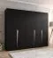 Armoire / Couleur : Noir / 5 portes / 3 compartiments / Poignées : Cachemire / 3 tringles à vêtements/ Fonction Soft-Close / Dimensions : 250 x 52 x 202 cm / Chants ABS